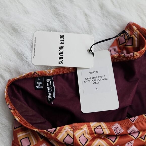 Beth Richards NWT Gina One Piece Convertible Saffron Square Swimsuit Size Large - Picture 12 of 14